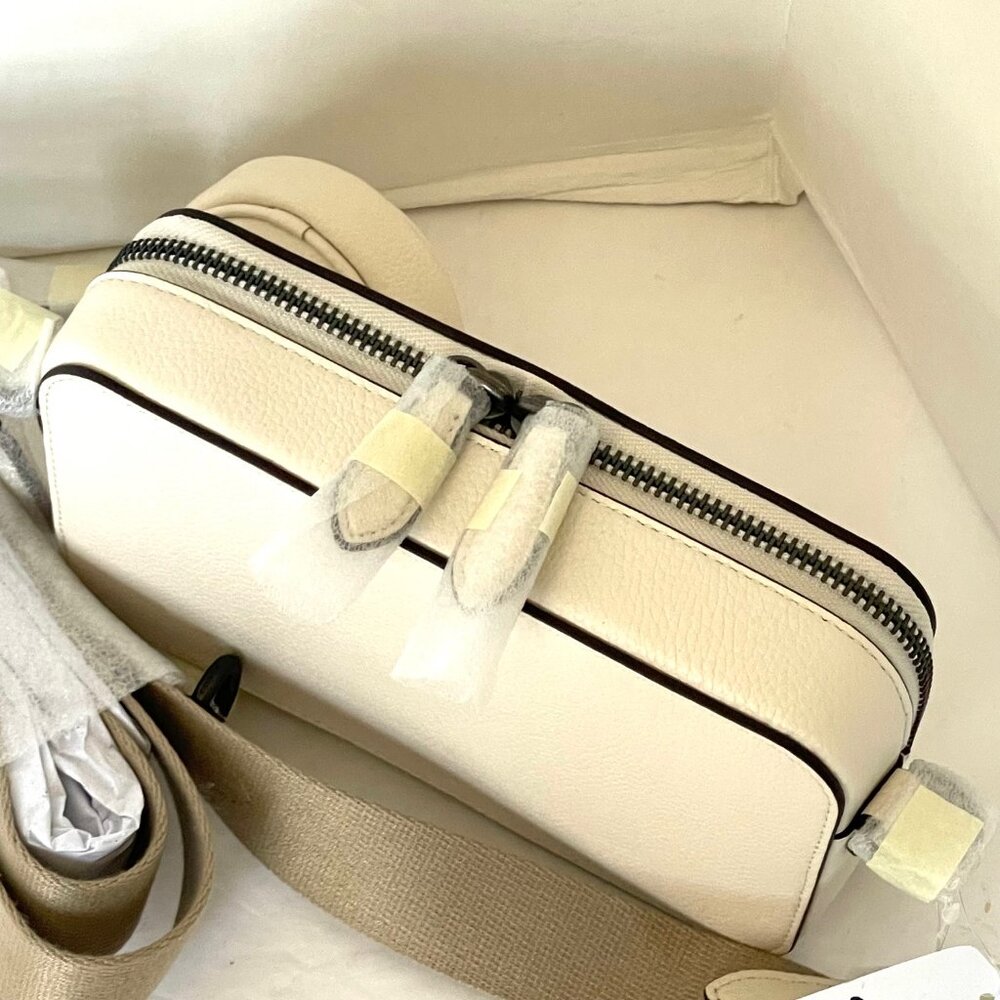 Coach Charter Slim Crossbody Bag White Leather Round Pouch CC070 ORG PKG - Picture 9 of 10